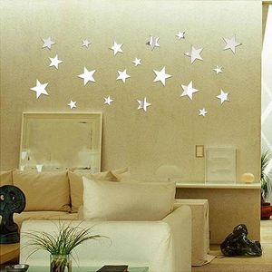 Espejos 3D Espejo Estrella Pegatinas de Pared Comedor Pasillo Piso Personalidad Decorativas Calcomanías de Vida EspelhpMirrors