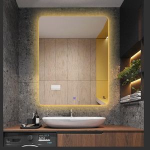 Miroirs muraux européens miroir LED lumière pour salle de bains grande murale Anti flou contrôle tactile intelligent 220V chaud/blanc lampe couleur Bluetooth