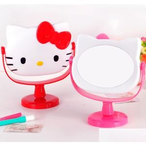 Miroirs Kawaii Cat Kitty Bureau Miroir Simple Face Rotatif Étudiant Maquillage Portable Drop Livraison Maison Jardin Décor Dhfzo