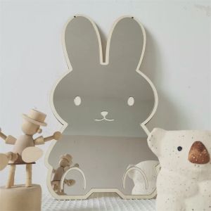 Miroirs en forme de lapin et d'ours, ornements en acrylique, artisanat de dessin animé, accessoires Photo, chambre de bébé et d'enfant, décoration nordique pour la maison