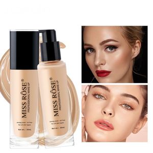 MISS ROSE Reparación de base líquida Corrector nutritivo Control de aceite Maquillaje fácil Cosméticos de base facial suave