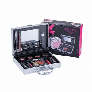 Miss Young Make Up Sets Cosméticos Juego completo Bandeja de sombra de ojos Lápiz labial Pigmento mate para brillo de labios Máscara de maquillaje Set para niñas R26p #