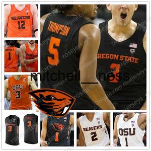 Mit8 Custom Oregon State Beavers Basketball Noir Orange Blanc N'importe quel nom Numéro 3 Tres Tinkle 20 Gary Stephen Thompson Payton Scott Howard Jersey