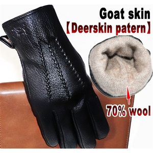Mitones venta de guantes de cuero para hombres y mujeres piel de ciervo con textura de cuero de cabra invierno cálido conducción montar lana forro de punto 230215