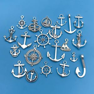 Mélangez 20pcspack en alliage zinc antique argenter navire ancre en forme de charmes pendentifs pour collier bricolage bracelet boucles d'oreilles bijoux faits à la main 240408