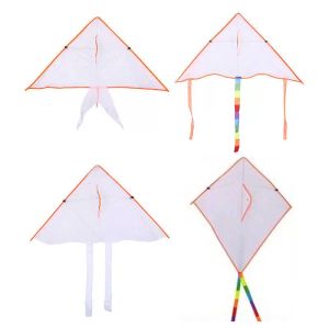Colorful Foldable Outdoor Beach Kites for Kids, DIY Painting, 4 Styles