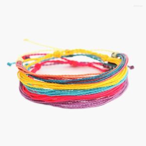 Cordón de colores mezclados Marca de moda Bohemia Joyería Playa Deporte Amistad Pulsera Cuerda ajustable tejida para niñas Pulseras con dijes