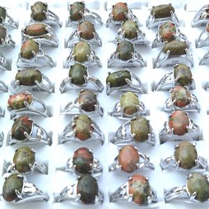 Lot mixte Natural Unakite Anneaux Semi Precious Stone Women's Ring 50pcs / Lot pour les femmes