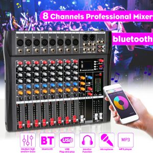 Mélangeur claite 8 canals de mixage de mixage console Bluetooth USB enregistrement de la lecture de l'ordinateur Phantom Power Effet 8 canaux USB Audio Mixer