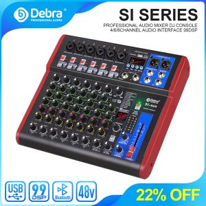 Mixer Debra Pro 8 Channel Mixer Audio Interface pour DJ Mixing Console Contrôleur Karaoke Recording Studio avec 99 effets numériques DSP
