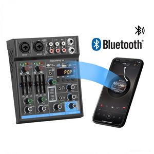 Mixer M4 Mélangeur audio 4 canaux Bluetooth Mini carte son Audio Dj 16 effets numériques Bruit USB Console de réduction d'enregistrement pour le chant