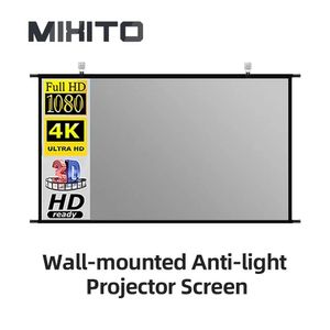 MIXITO Écran de Projection Anti-lumière Mural Rapport 16:9 Bureau extérieur Divertissement à Domicile Portable Haute définition Pliable