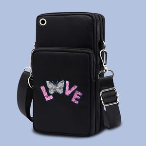 Sac de téléphone mobile pour Samsung / iPhone / Redmi Note 10 portefeuille portefeuille Outdoor Sport B purs à bandoulière pour les filles Pouche de téléphone pour femmes