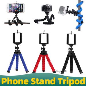 Trípode para cámara de teléfono móvil, miniesponja giratoria 360, teléfono móvil Universal con soporte para teléfono y adaptador para cámara Selfie en vivo