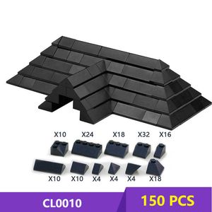 MOC – Pack de tuiles de toit à monter soi-même, paquet de briques éclairantes, ensemble de briques compatibles avec d'autres particules à assembler, sans instruction H0917