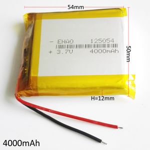 Modelo 125054 3.7V 4000mAh Batería recargable Li-Po de polímero de litio para DVD PAD Teléfono móvil GPS Banco de energía Cámara E-books Recodificador TV box