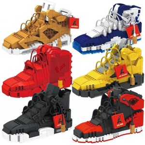 Kits de construction de modèles 666pcs Mini bloc chaussures de basket-ball A J modèle jouet baskets ensemble de briques de construction bricolage assemblage pour enfants cadeaux blocs jouets