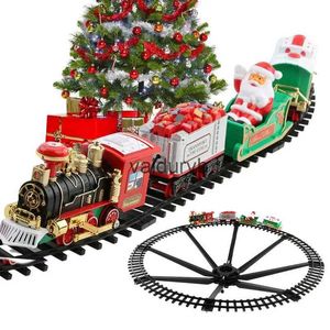 Kits de construction de maquettes Ensemble de train électrique Mini jouets de voiture de chemin de fer du père Noël Décor créatif Arbre de Noël Train Cadeau Jouet éducatif pour enfants Giftvaiduryb