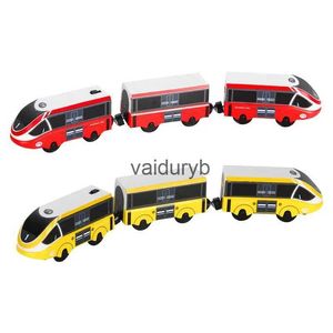 Kits de construcción de modelos Control remoto Tren eléctrico 3 secciones Enlace magnético Juguete compatible Amarillo Harmony Tren Coche Madera Nuevo Caliente Salevaiduryb