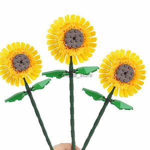 Kits de construcción de modelos Ramo de girasol Bloques Planta Rosa Tulipán Modelo de flor Decoración en maceta Bloques de construcción de ciudad creativa MOC Ladrillo clásico Juguete para niñosL231216