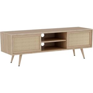 Meuble TV moderne de 55 pouces avec rangement pour téléviseurs jusqu'à 65 pouces - Centre de divertissement pour salon et chambre à coucher - Design élégant avec beaucoup de rangement