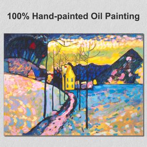Art abstrait moderne Wassily Kandinsky peintures à l'huile toile paysages d'hiver peints à la main pour la décoration murale de la salle de bureau