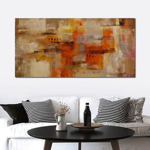 Lienzo abstracto moderno, pared de la ciudad, pintura al óleo hecha a mano, decoración de pared contemporánea