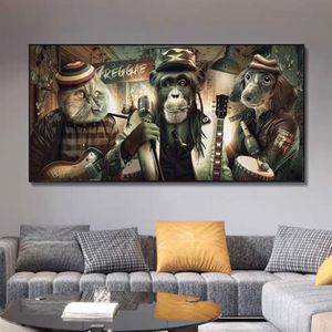 Lunettes de fumée abstraites modernes, musique Hip Hop singe, affiches et impressions sur toile, peinture murale imprimée pour salon, décoration de la maison, Cu2650