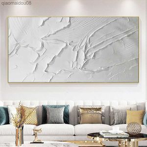 Moderne abstrait texturé acrylique toile mur Art 3D blanc épais peinture murale à l'huile peint à la main oeuvre décoration de la maison peintures L230704