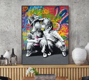 Art mural abstrait moderne Graffiti toile peinture à l'huile mode garçon et fille Pop Art photo affiche pour salon chambre mignon Hom9730019