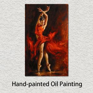 Art moderne Flamenco danseuse espagnole ballerine dame rouge peintures à l'huile sur toile pour la décoration de la maison peinte à la main sans cadre