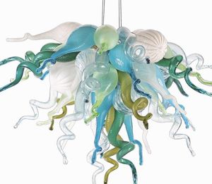 Lámparas colgantes Arte moderno Lámparas LED Lámparas colgantes Lámpara de araña de cristal de Murano soplado a mano Luz Color elegante Decoración para el hogar urbano Tamaño pequeño