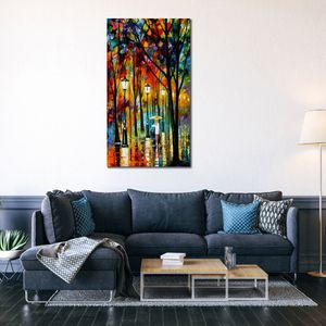 Arte moderno de la lona Escenas de la calle Dama en blanco Pinturas al óleo pintadas a mano Decoración de la sala de estar