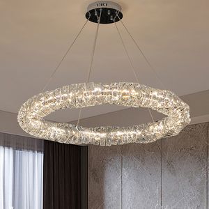 Moderne Clair K9 Lustres En Cristal LED Américain Brillant Lustre Luminaire Chrome Argent Européen Art Déco Droplight Villa Foyer Maison Éclairage Intérieur