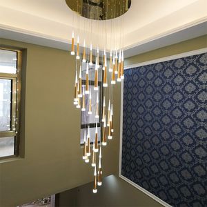 Lampes de pendentif modernes aluminium de météore en aluminium conique douche LED lustre plafond éclairage de plafond éclairage long escalier lumières