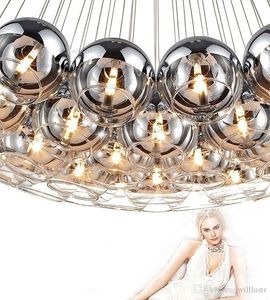 Lámpara de bola de cristal moderna, lámpara colgante de cristal, candelabros colgantes, iluminación para escalera, lámpara de suspensión