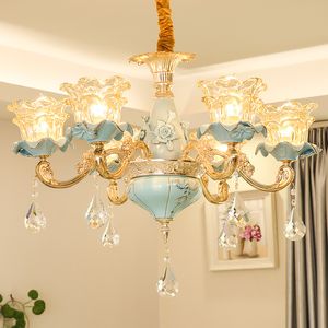 Lámpara de araña de cristal moderna, lámpara LED, lámparas de cerámica europeas, restaurante francés, comedor, sala de estar, lámpara Luminaria