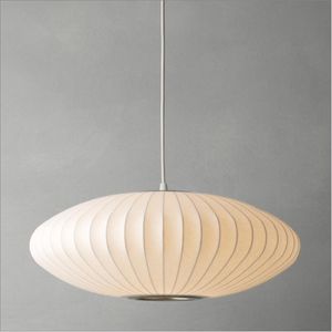 Lámpara de burbujas moderna D60cm George Nelson, lámpara colgante de bola OVNI de seda blanca, lámpara colgante de seda blanca E27, lámpara de suspensión blanca