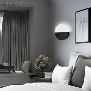 Lámpara Led decorativa moderna, luz de Pared para el hogar, montaje en blanco y negro, candelabro nórdico, Luna, lámparas redondas para cabecera