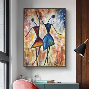Pintura decorativa moderna, arte africano, chicas bailando, carteles de pared coloridos, imágenes abstractas para sala de estar, impresiones en lienzo 267S
