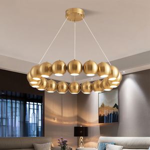 Lampes suspendues boule ronde design moderne lustre led pour salle à manger salon cuisine lampe suspendue or/chrome