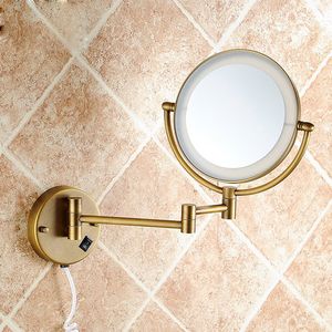 Envío gratis espejo de aumento de belleza de baño de diseño moderno con colgante telescópico de cobre bronce/plegable/giratorio/espejo equipado