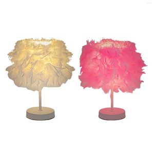 Lumière de bureau de décor de lampe de table de plumes modernes pour la chambre d'invité de mariage de chevet