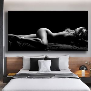 Moderne Figure Art mur photos Sexy fille nue dormir toile peinture pour salon affiches et impressions Cuadros décor à la maison