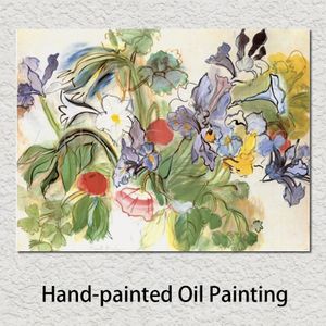 Arte floral moderno Amapolas e Iris Raoul Dufy pintura al óleo sobre lienzo Imagen de lino pintada a mano de alta calidad para la decoración de la sala de estar 189h