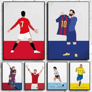 Moderne Football Sports Star Toile Peinture Affiche et Impression Football Joueurs Figures Art Mur Photos pour Salon Garçon Chambre Cadeau Décor w06