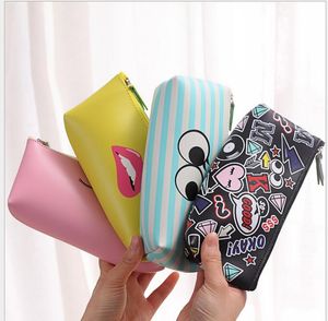 Bolsas de cosméticos para niña moderna, estuche de papelería para niños, portalápices, portalápices, bolsillo de maquillaje para mujer, bolsa impermeable Kawaii con cremallera