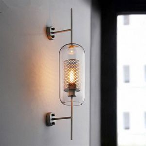 Lámpara de pared LED de vidrio moderna para el dormitorio Nordic Wall Light Fixture Loft Lights Mirror de decoración industrial para Luminaire208W