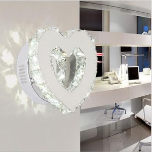 Lámpara de espejo de cristal moderna en forma de corazón, luz LED de pared, controlador IC, 110/220v, 18w, aplique de pared para baño/lámpara de pared