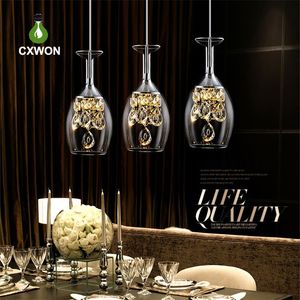 Plafonniers modernes à LED 3 lumières Verres à vin Bar Lustre décoratif en cristal de luxe Éclairage suspendu Restaurant Droplight